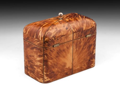 Antique Blonde Tortoiseshell Tea Caddy