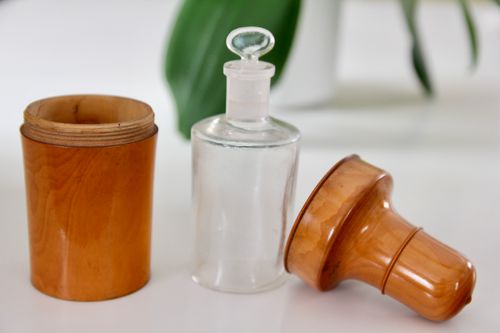19th Century Treen Bottle Holder with Bottle
