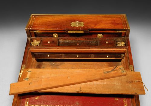 Regency Rosewood and Brass Inlaid Campaign Rising Writing Slope
