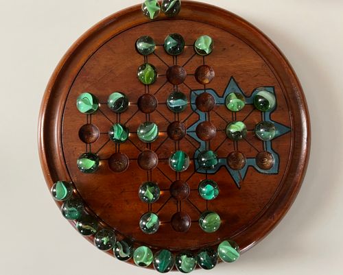 Victorian Wood and Marbles Game of Solitaire