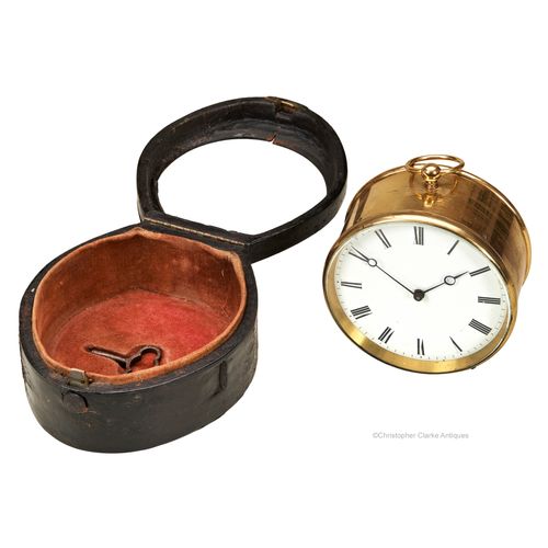 Cased Travel Drum Clock By Pierret