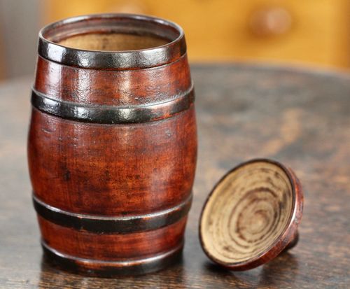 19th Century Treen Barrel Lidded Pot