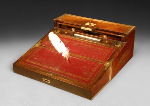 Regency Rosewood and Brass Inlaid Campaign Rising Writing Slope