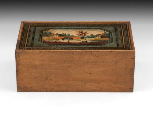 Antique Tunbridge Ware Painted Sewing Box