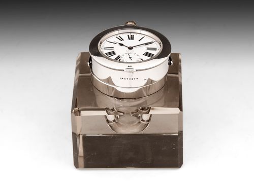 Glass Clock Inkwell