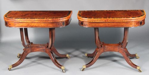 Regency pair of card tables with matching sofa table