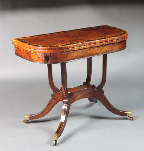 Regency pair of card tables with matching sofa table