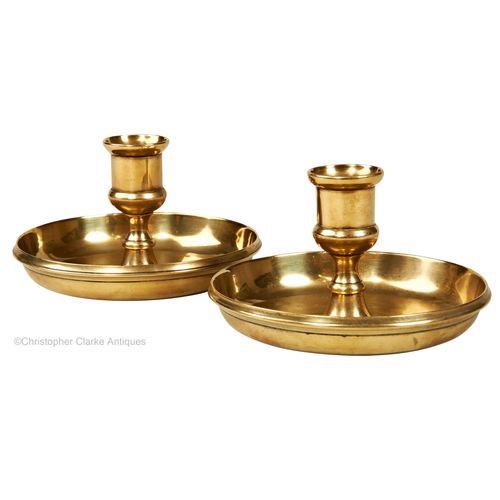 Cast Brass Pair of Campaign Candlesticks