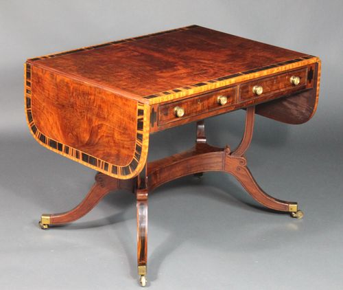 Regency pair of card tables with matching sofa table