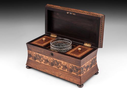 Tunbridge Ware Rosewood Tea Caddy Muckross Abbey