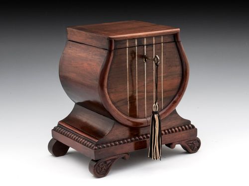 Rosewood Lyre Tea Caddy
