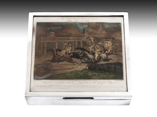 Silver Cigar Box "The First Steeple-Chase on Record"