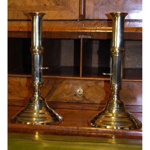 Pair of Mid 18th. century Brass Ejector Candlesticks