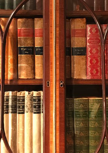 George III Period Inlaid Mahogany Library Secretaire Bookcase