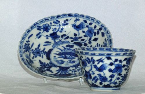 Kangxi Blue and White Tea Bowl and Saucer