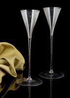 Unusual pair of tall Dutch toasting glasses