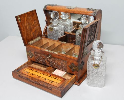 Victorian Fully Fitted Oak Tantalus