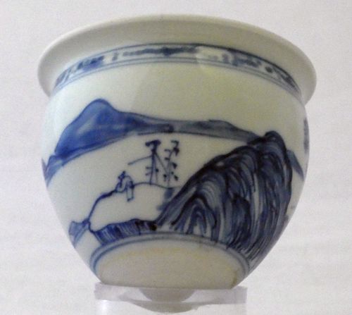 Transitional Blue and White Conical Cup