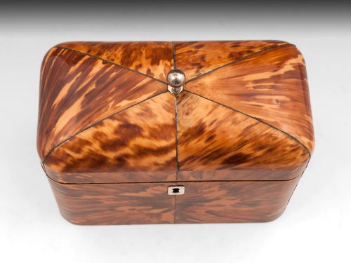 Antique Blonde Tortoiseshell Tea Caddy