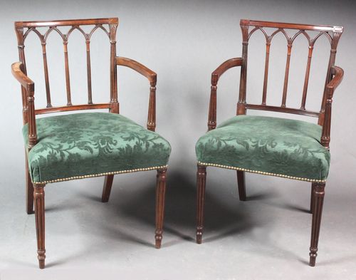 Set of 8 Georgian Mahogany Gothic Design Dining Chairs