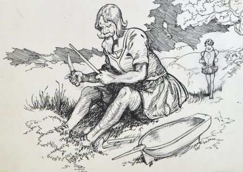 Frank Watkins - The Boat Builder Giant - Original Illustration