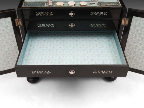 Ebony Sewing Jewellery Writing Cabinet