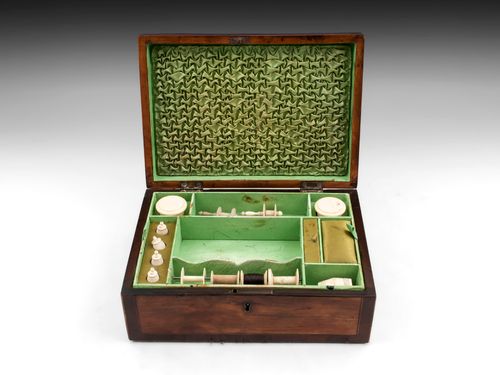 Antique Satinwood Paper Scroll Sewing Box