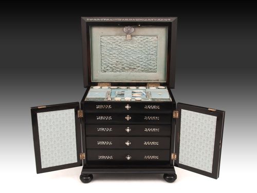 Ebony Sewing Jewellery Writing Cabinet
