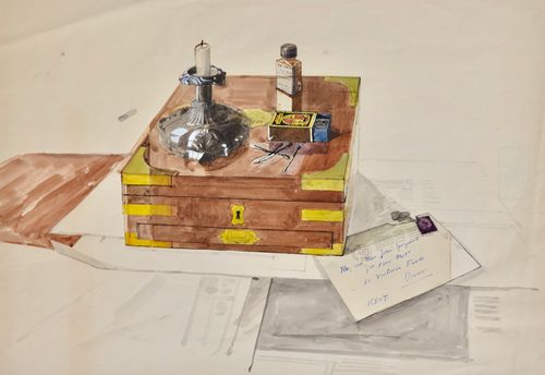 John Sergeant - Still Life with Brass Banded Box - watercolour