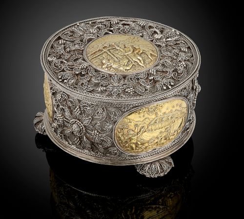An extremely rare and unusual Silver filigree Toilet Box