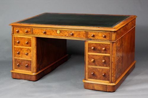 Walnut pedestal desk