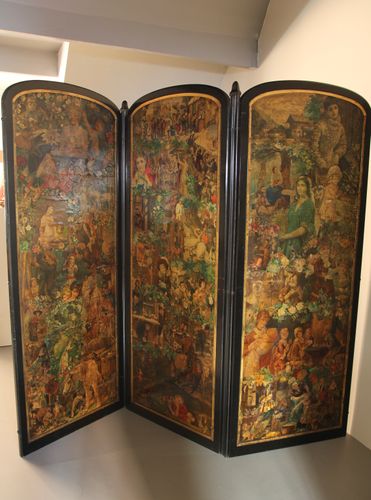 Victorian Decoupage Reversible 3-Fold Screen