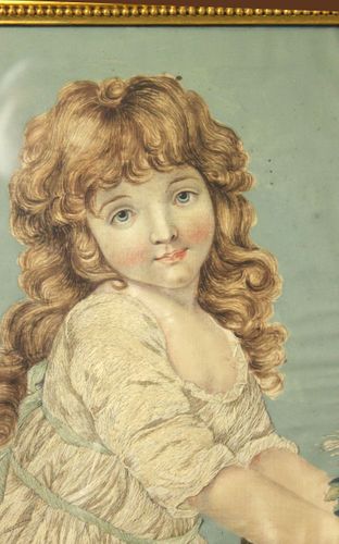 Georgian silkwork of a girl with a rabbit