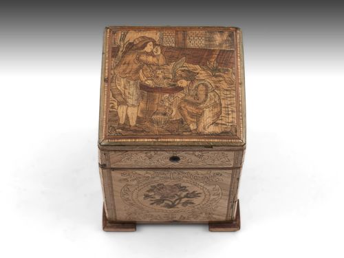 Antique Straw Work Tea Caddy