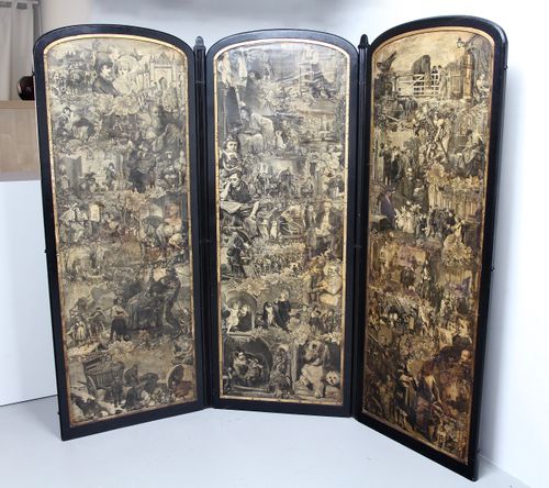 Victorian Decoupage Reversible 3-Fold Screen