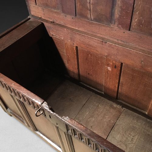 Mid 17th century Oak four panel Coffer