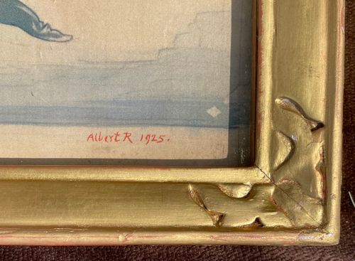 Albert Rutherston - Mimes - Watercolour on silk