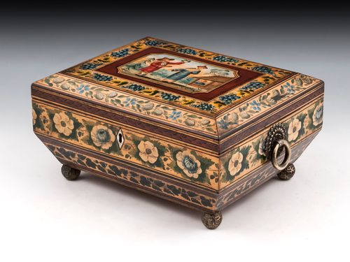 Regency Penwork Chinoiserie Sewing Box