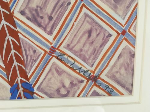Zandra Rhodes - Indian Feather Fabric Design - watercolour