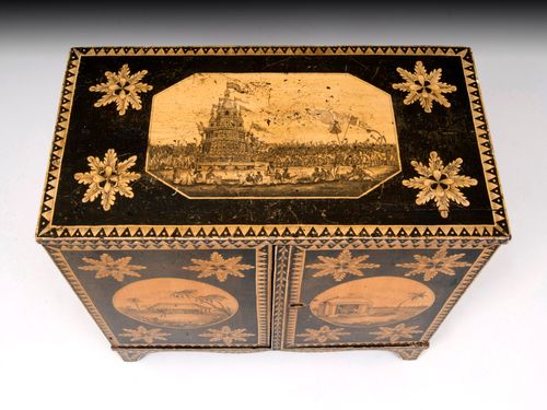 Antique Regency Penwork Cabinet