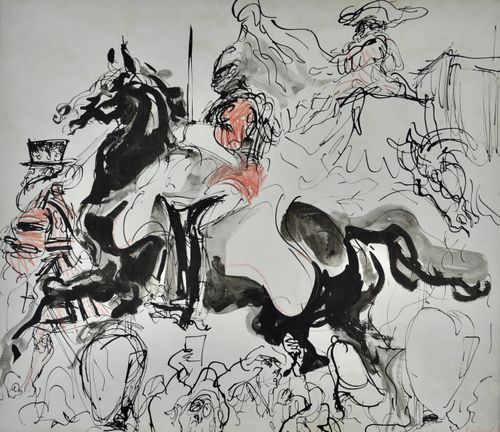 Feliks Topolski - Coronation Lifeguard Escort - watercolour
