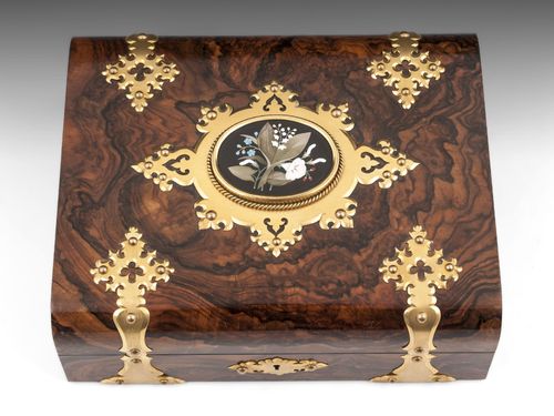 Antique Feathered Walnut Games Box