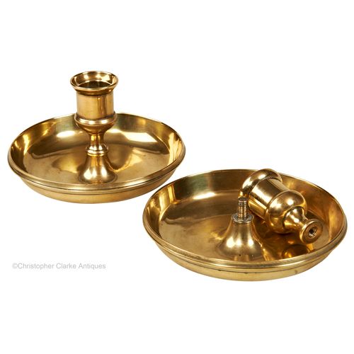 Cast Brass Pair of Campaign Candlesticks