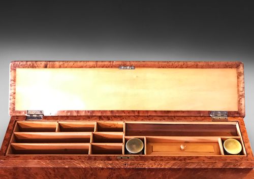 Mid 19th. Century Inlaid Amboyna Davenport by J & T Scott of Edinburgh