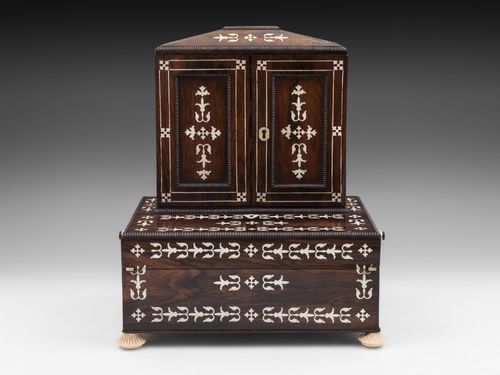 Antique Rosewood Piano Sewing Jewellery Table Cabinet