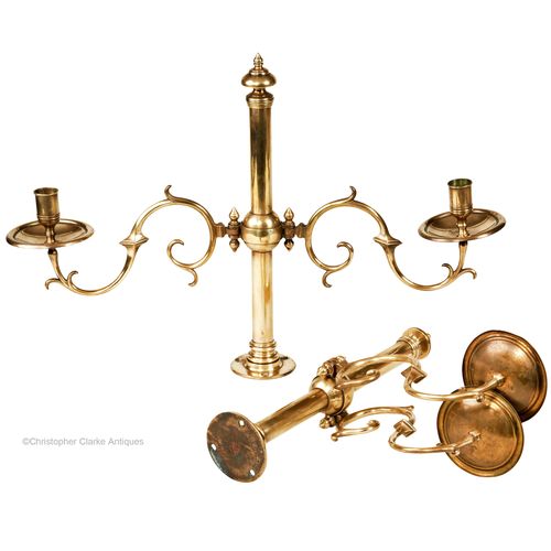 Pair of Fixed Brass Candelabra by Tonks of Birmingham