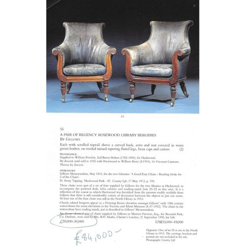 Pair of Regency Mahogany Library Armchairs