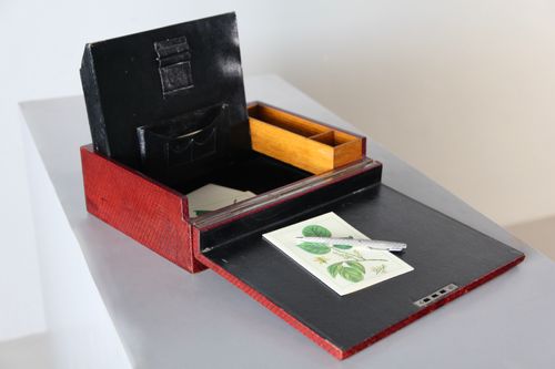 Antique Red Tooled Leather Writing Box