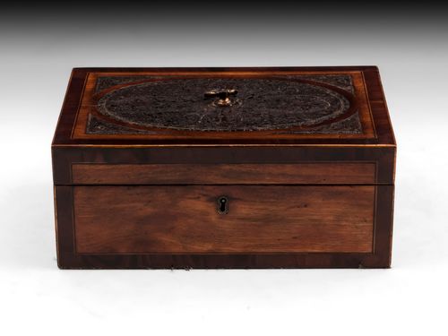 Antique Satinwood Paper Scroll Sewing Box