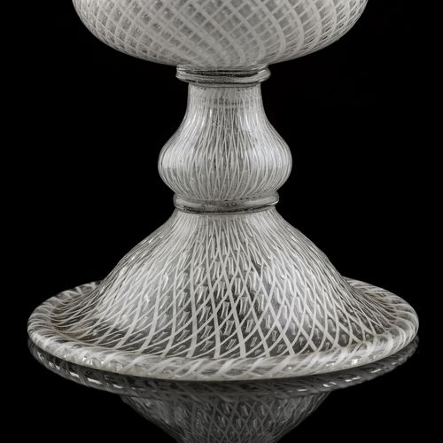 A Large Reticello Glass Goblet; Venice, early 17th century